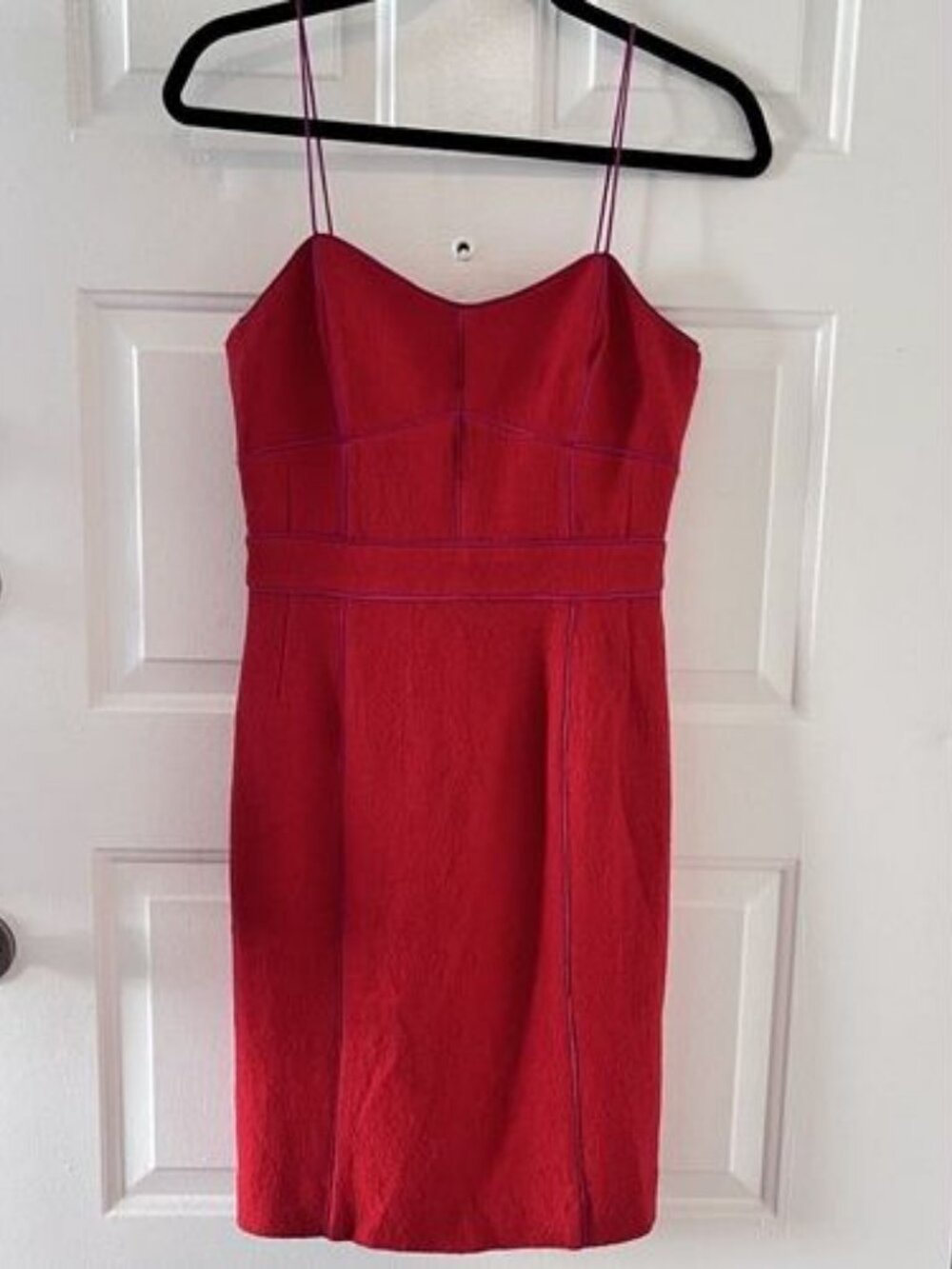 Banana‎ Republic Red Wool Boucle Pencil Dress Size 2 Sweetheart Neckline